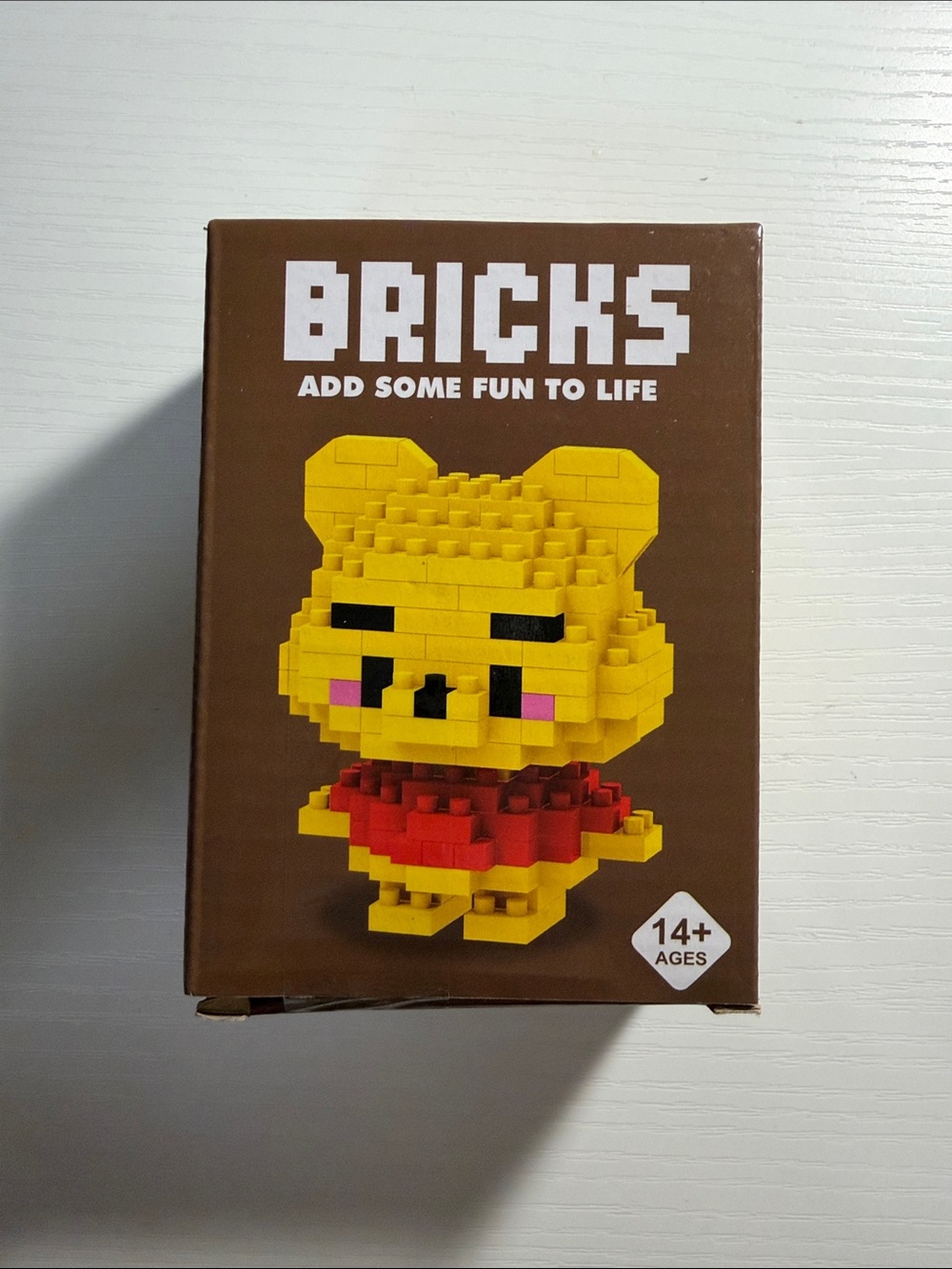 Winnie the Pooh Yellow Bear Building Block Set with Red Outfit
